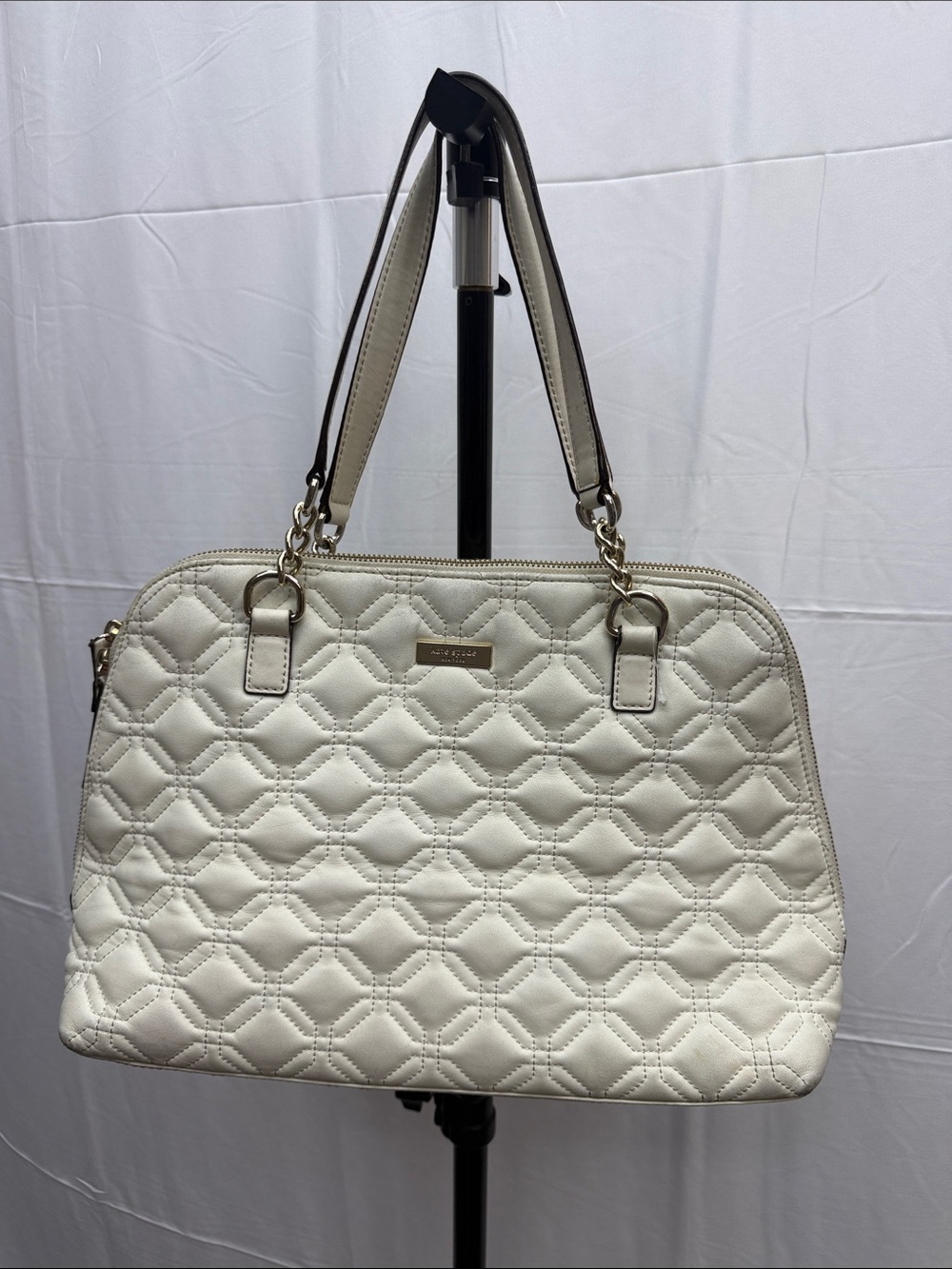 Kate spade Quilted White Leather Tote Bag - Women's Shoulder Bag